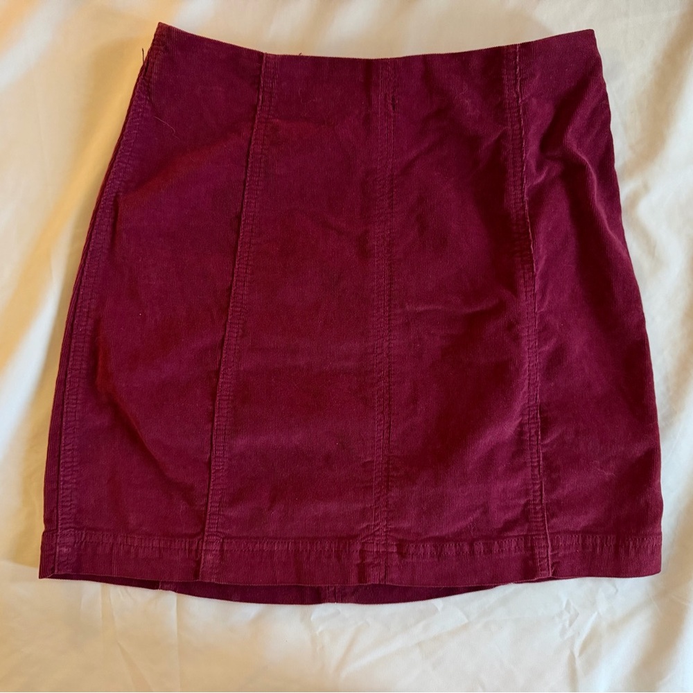 Free People Burgundy Corduroy Mini Skirt